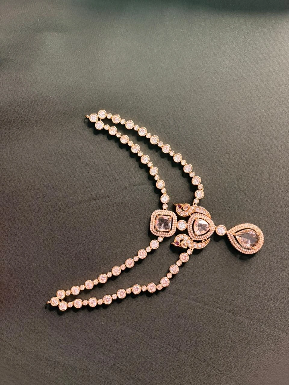 Royal Teardrop Diamond Necklace Set with Matching Earrings