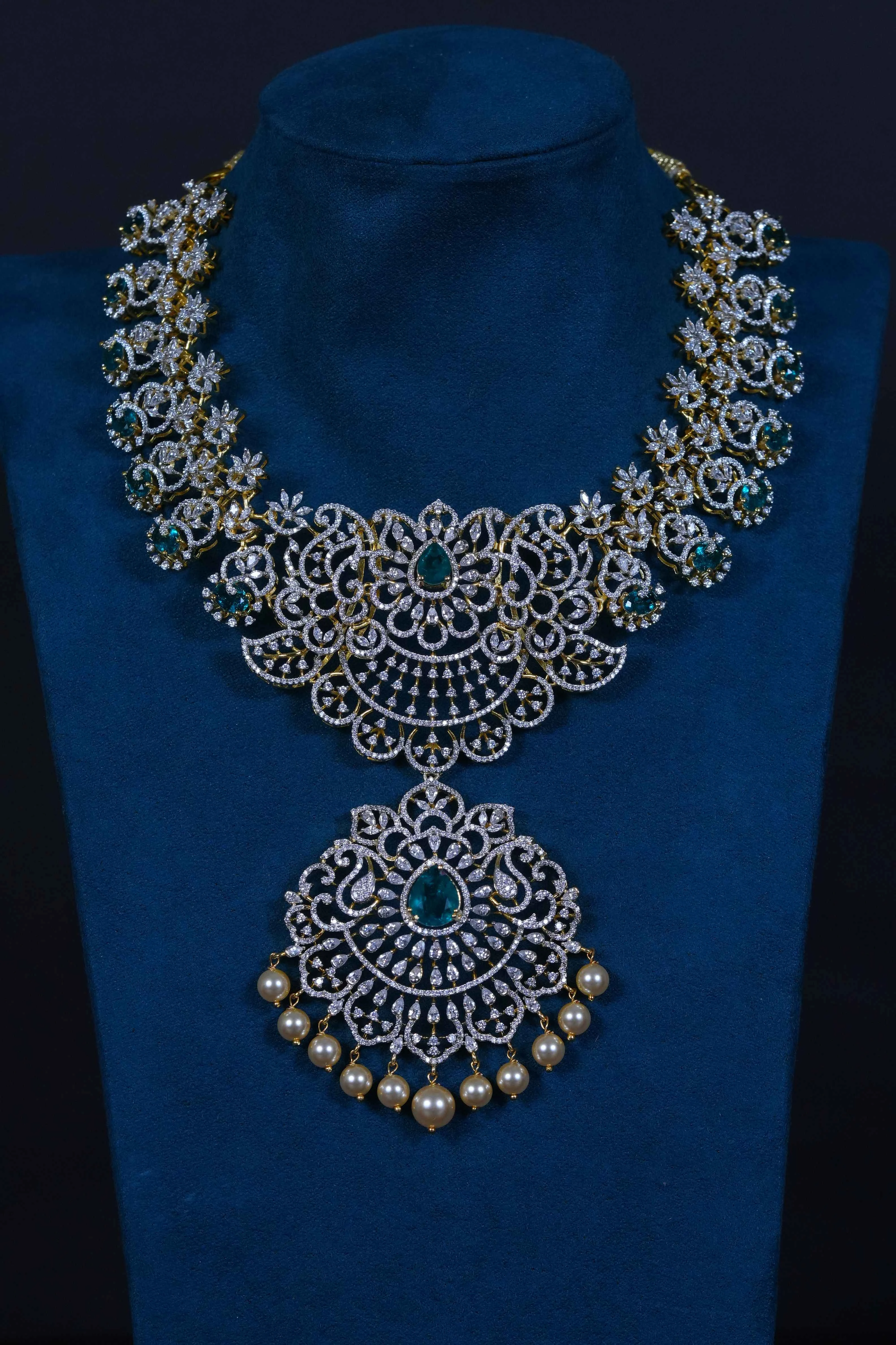 Emerald Replica Necklace Set in 92.5 Sterling Silver