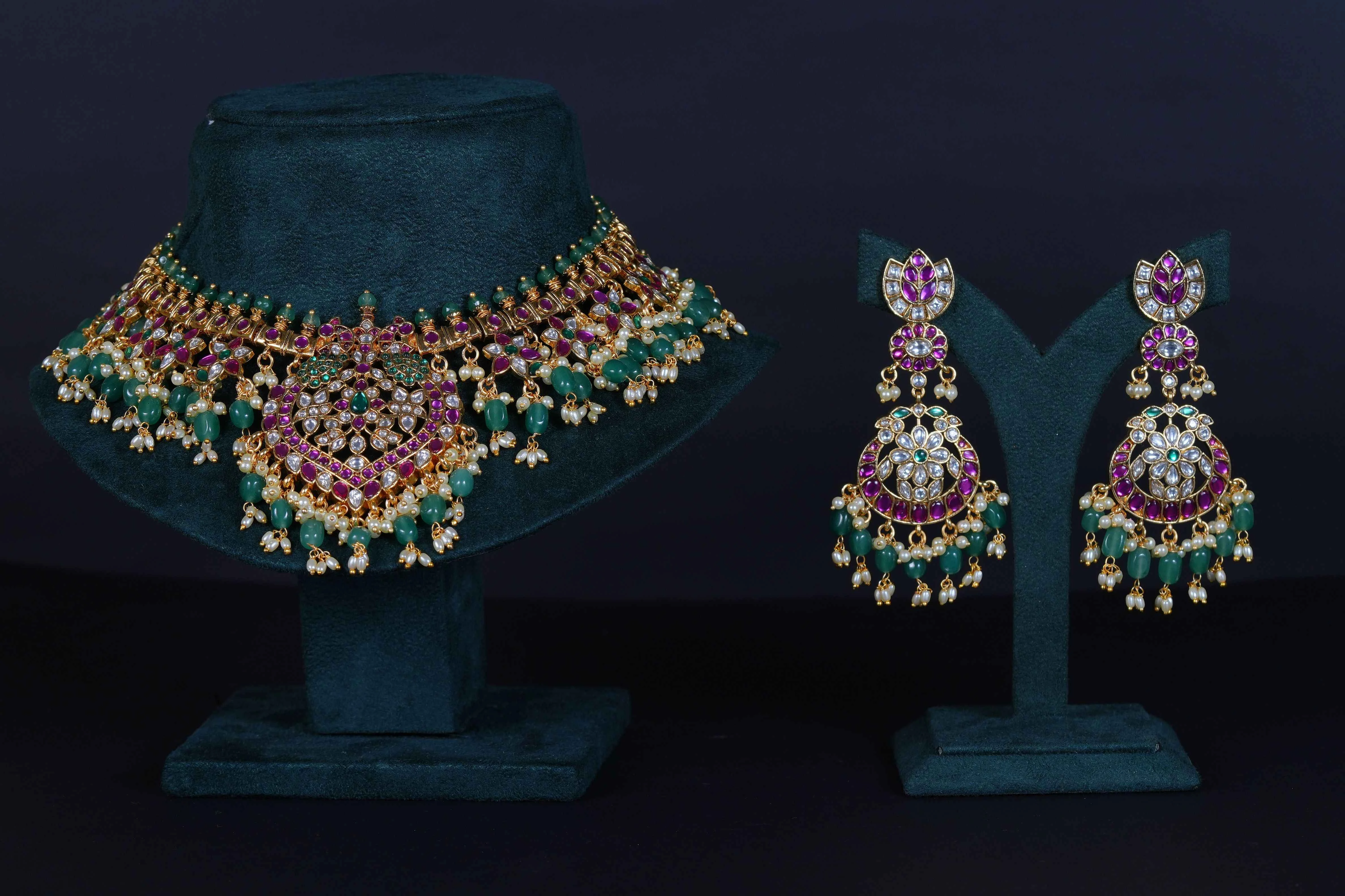 Traditional Gutta Pusalu Kundan Set with Earrings