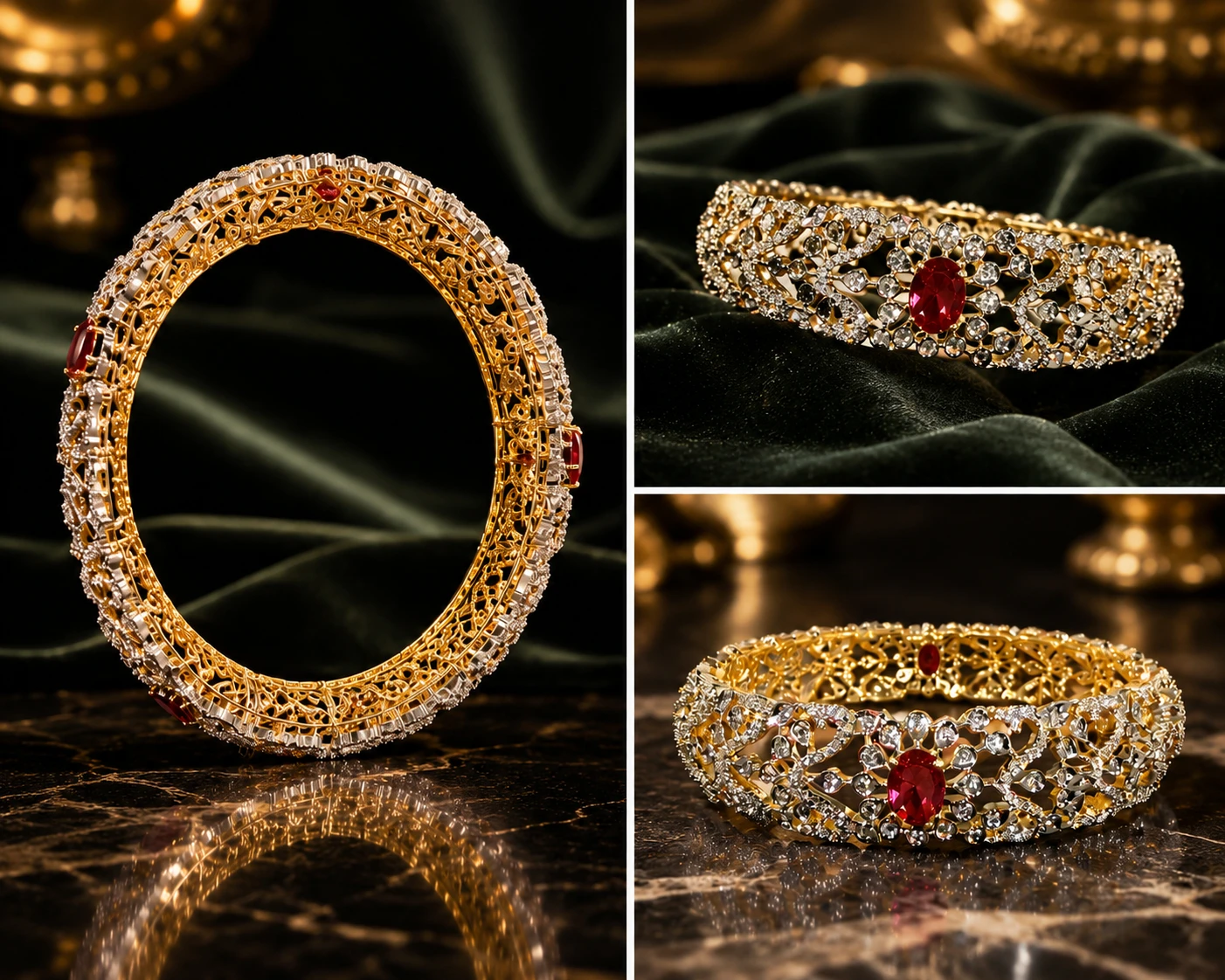 Diamond Replica Ruby Bangles