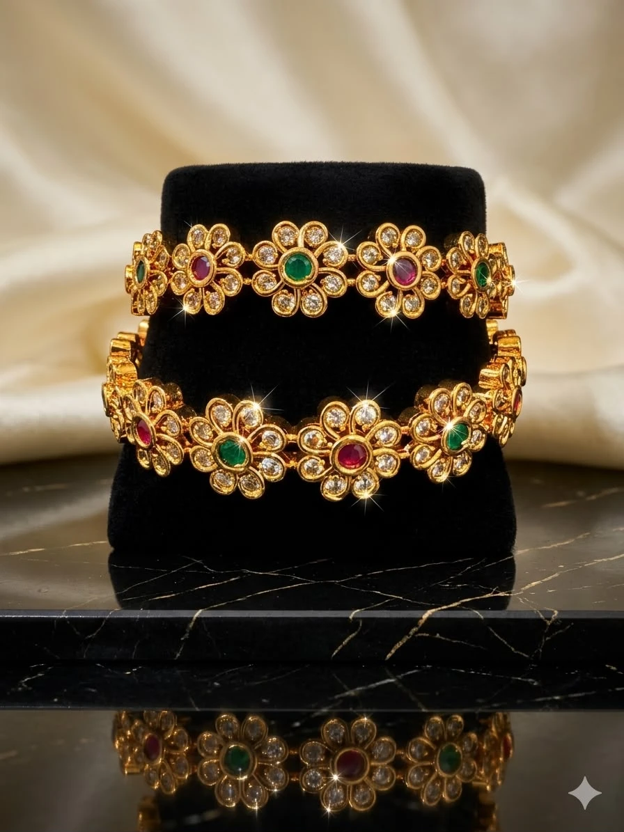 Gold Plated Stone Bangles