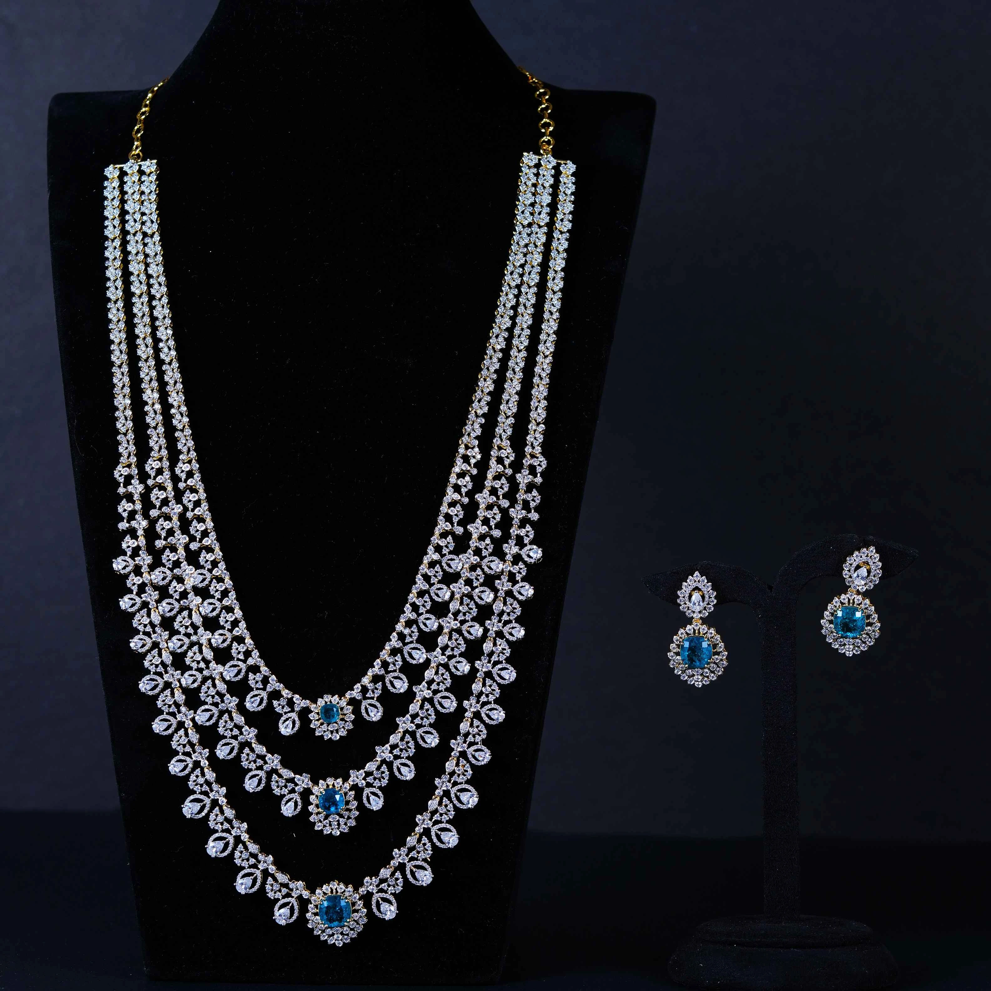 Multi-Layer Diamond Finish Bridal Long Haram
