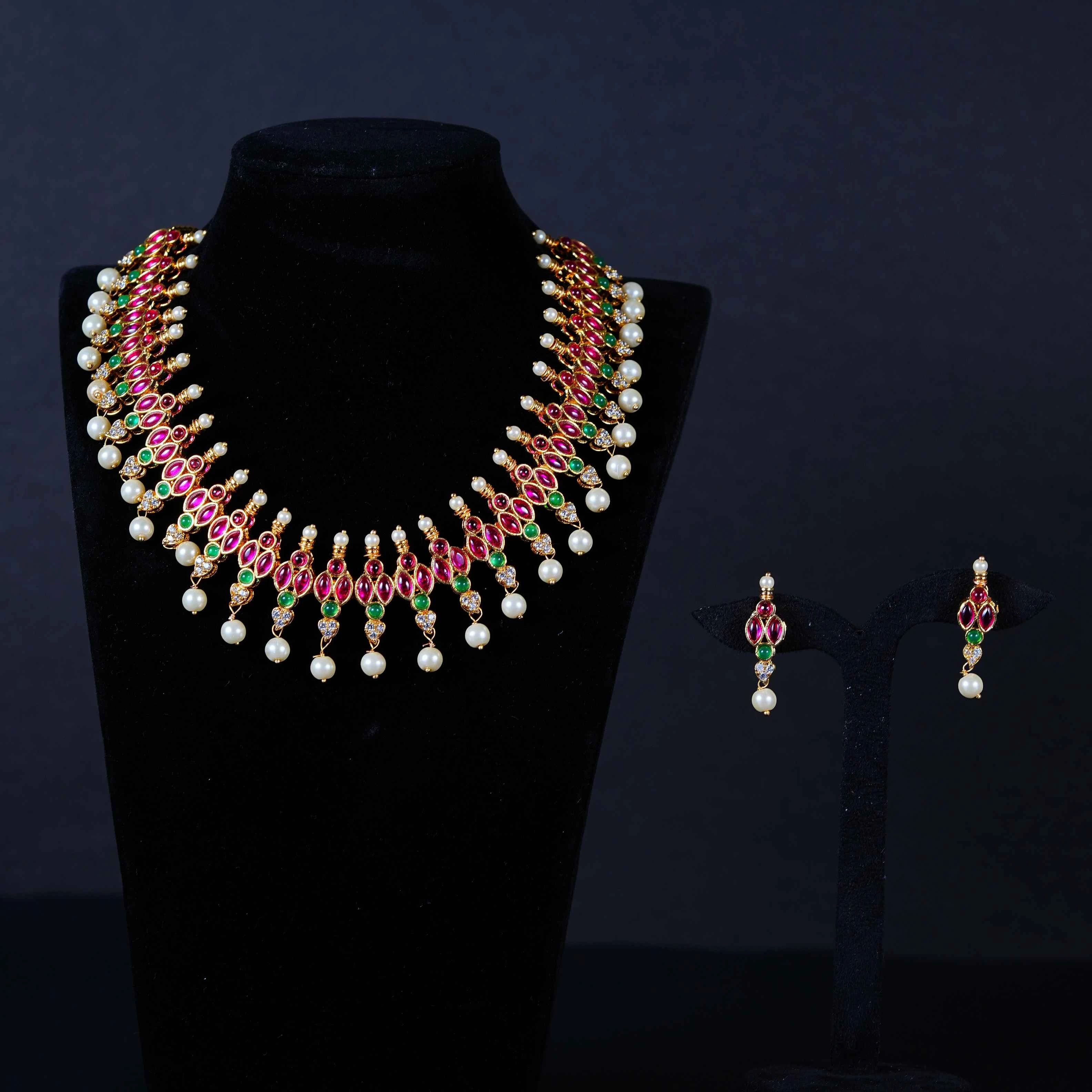 “Festive Kundan Choker with Multicolor Stones & Pearls”