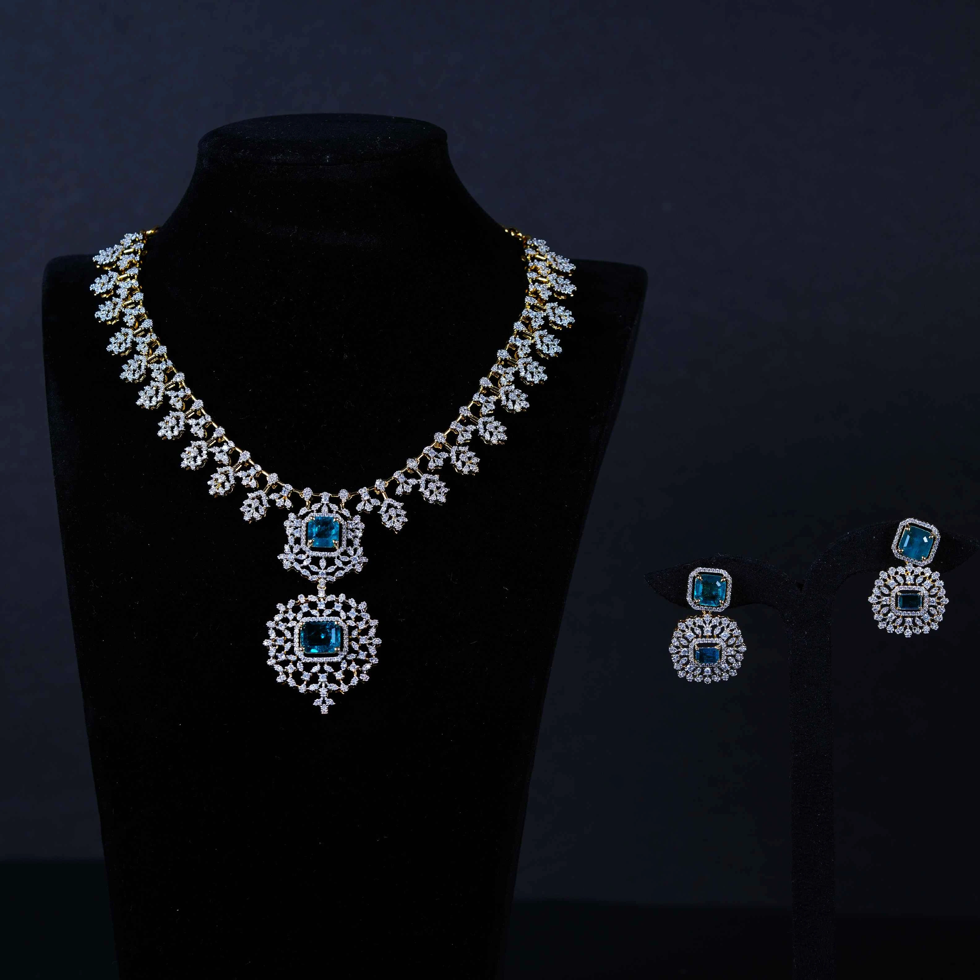 “Sapphire Victorian Pendant Necklace Set”
