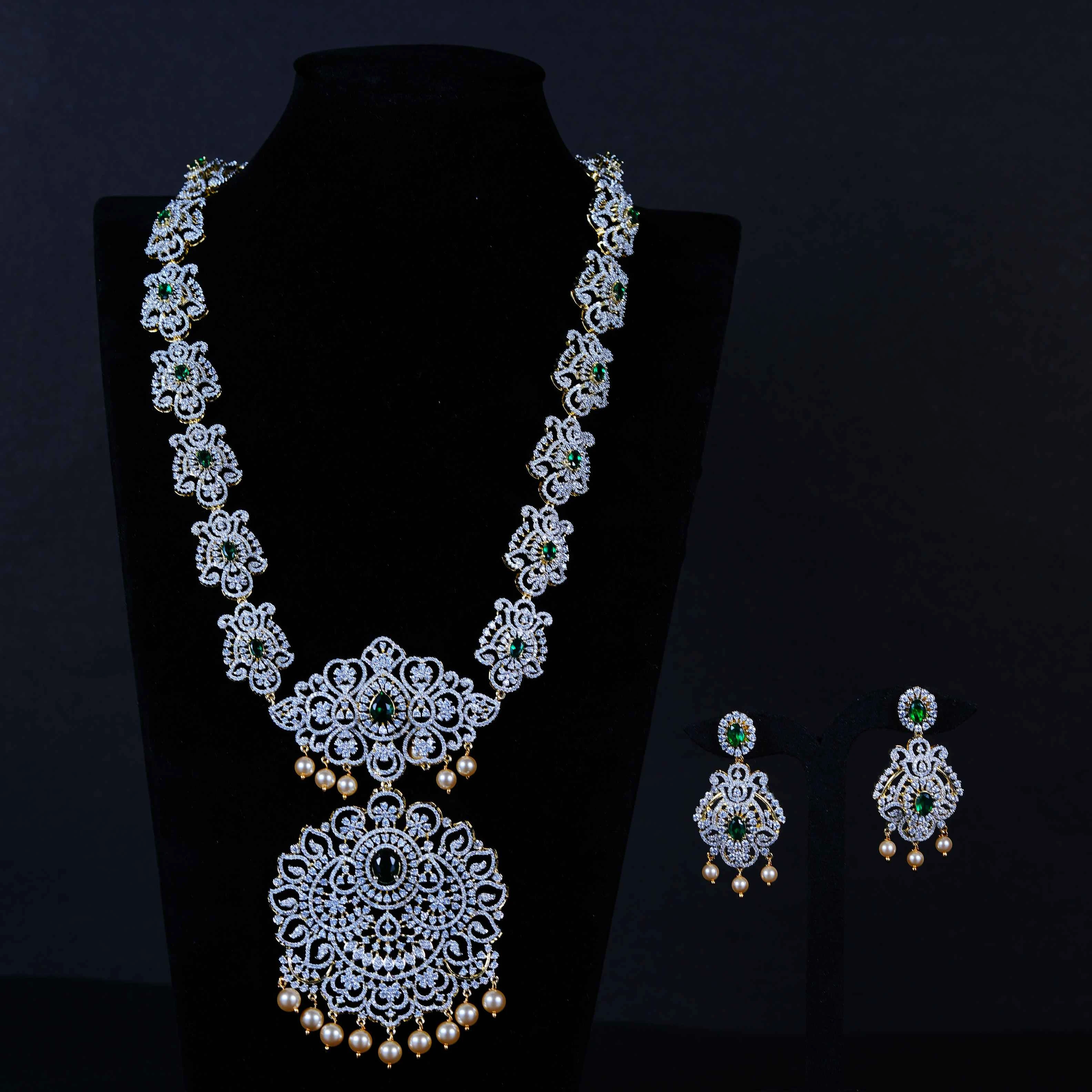 “Emerald Victorian Long Haram with Grand Filigree Pendant”