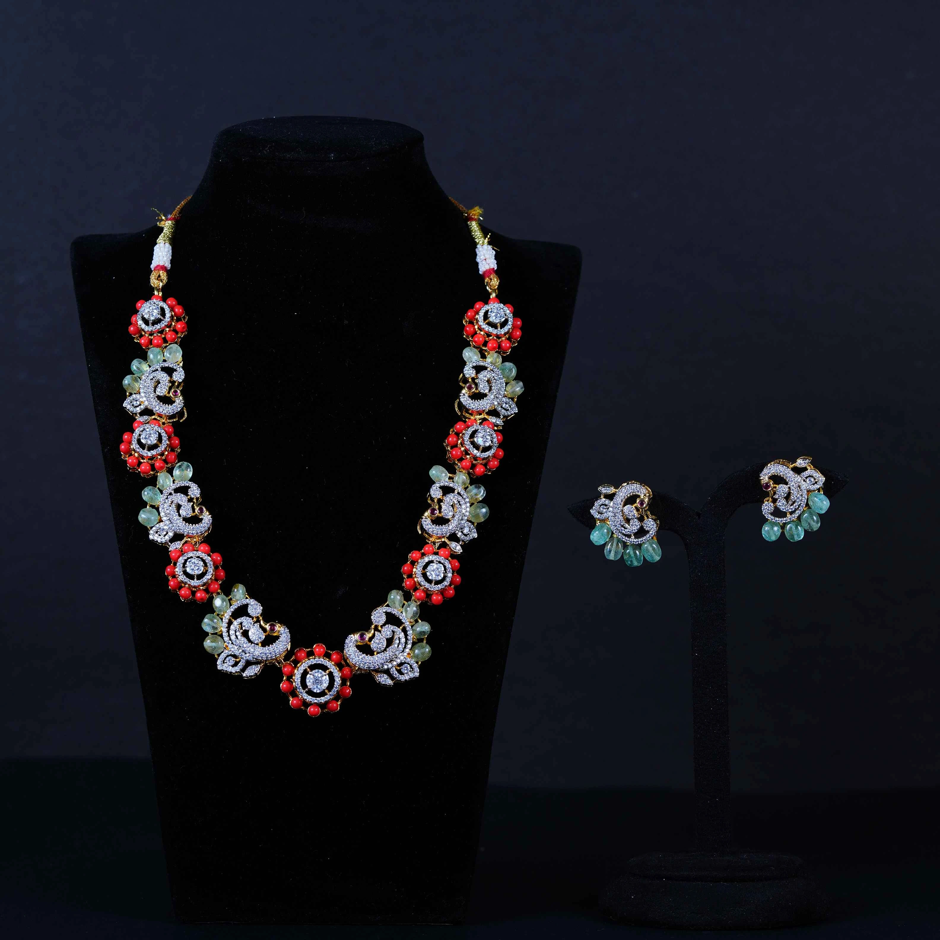 “Coral Floral Victorian Statement Necklace”