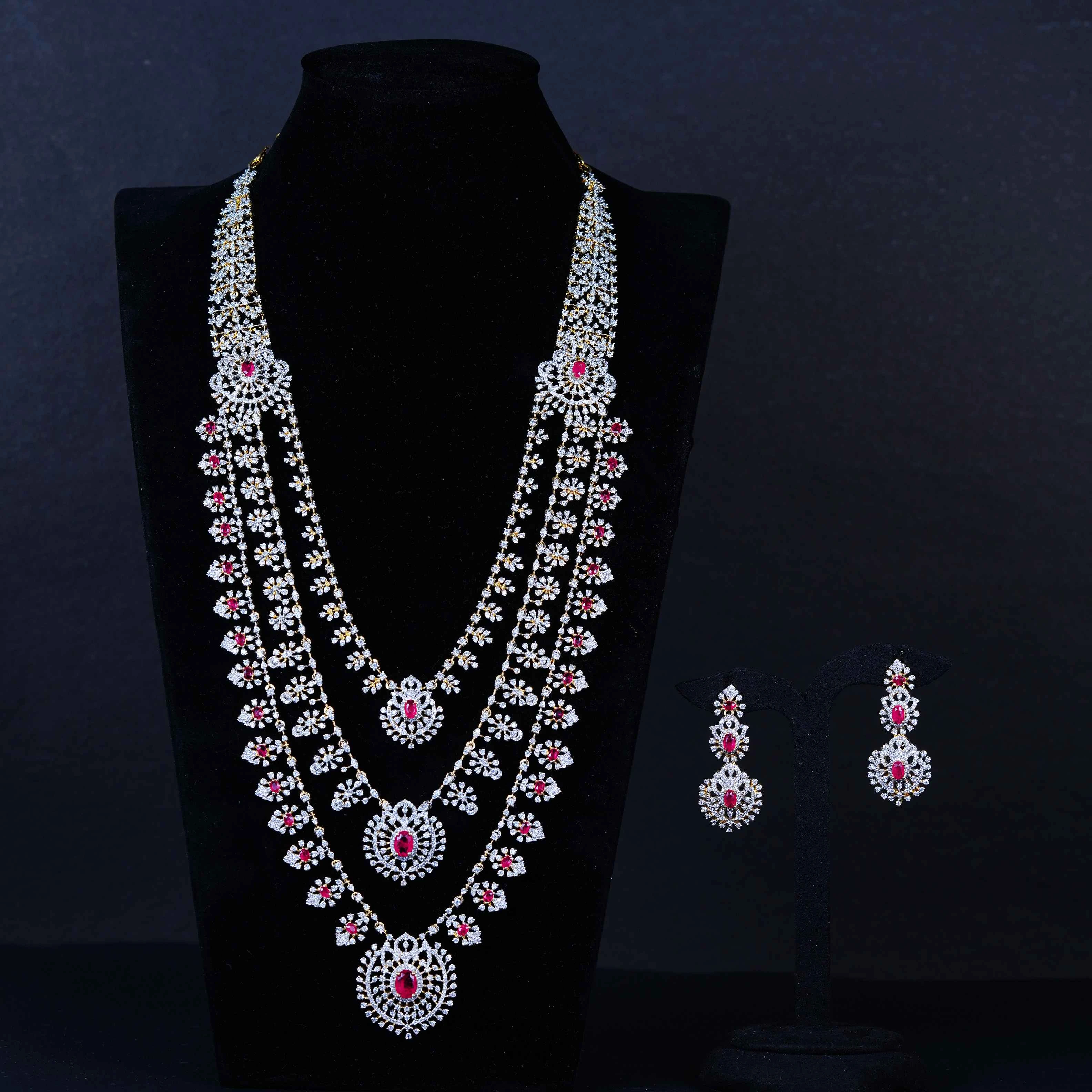 “Royal Ruby Layered Bridal Necklace”