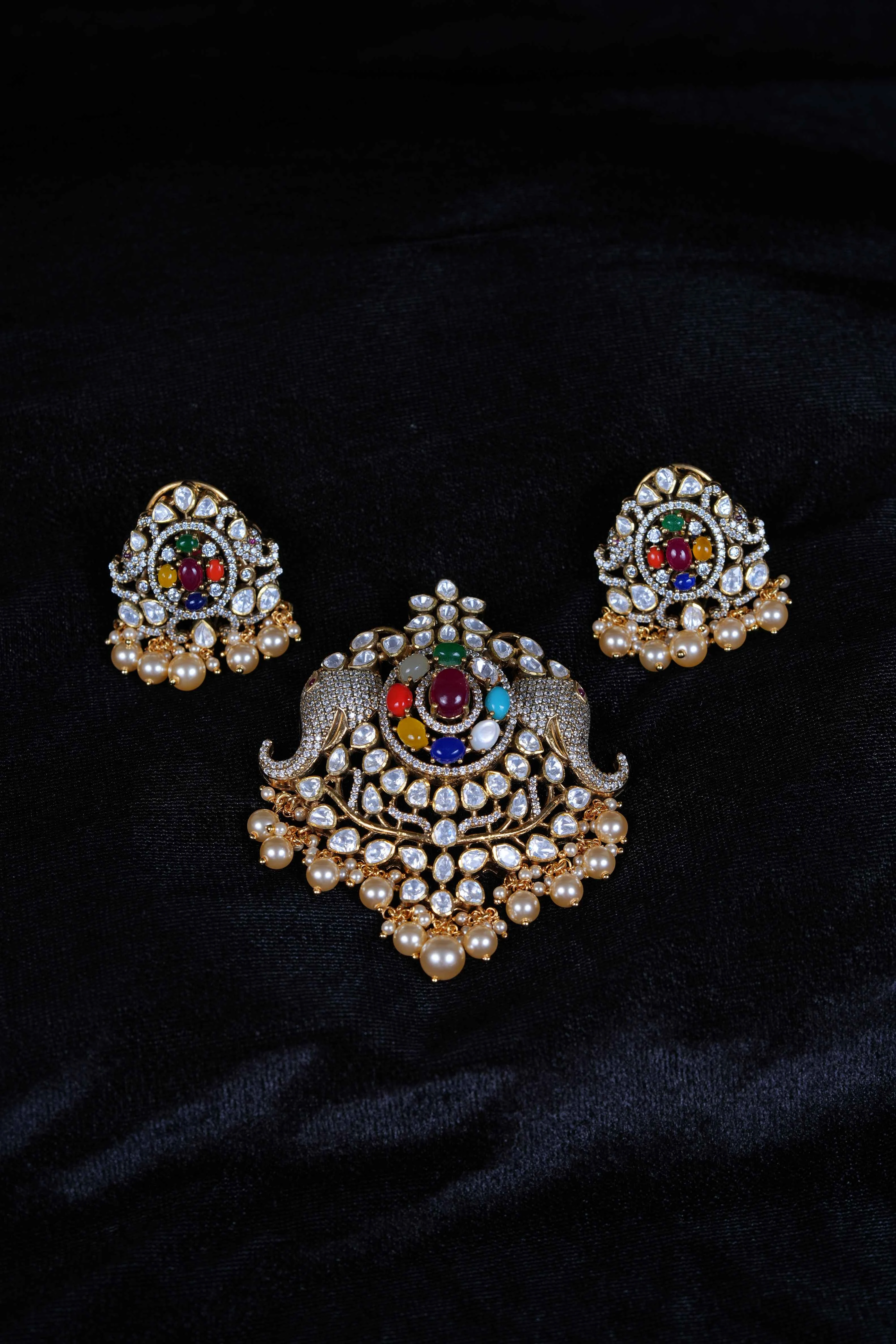 victorian navaratna pendant set