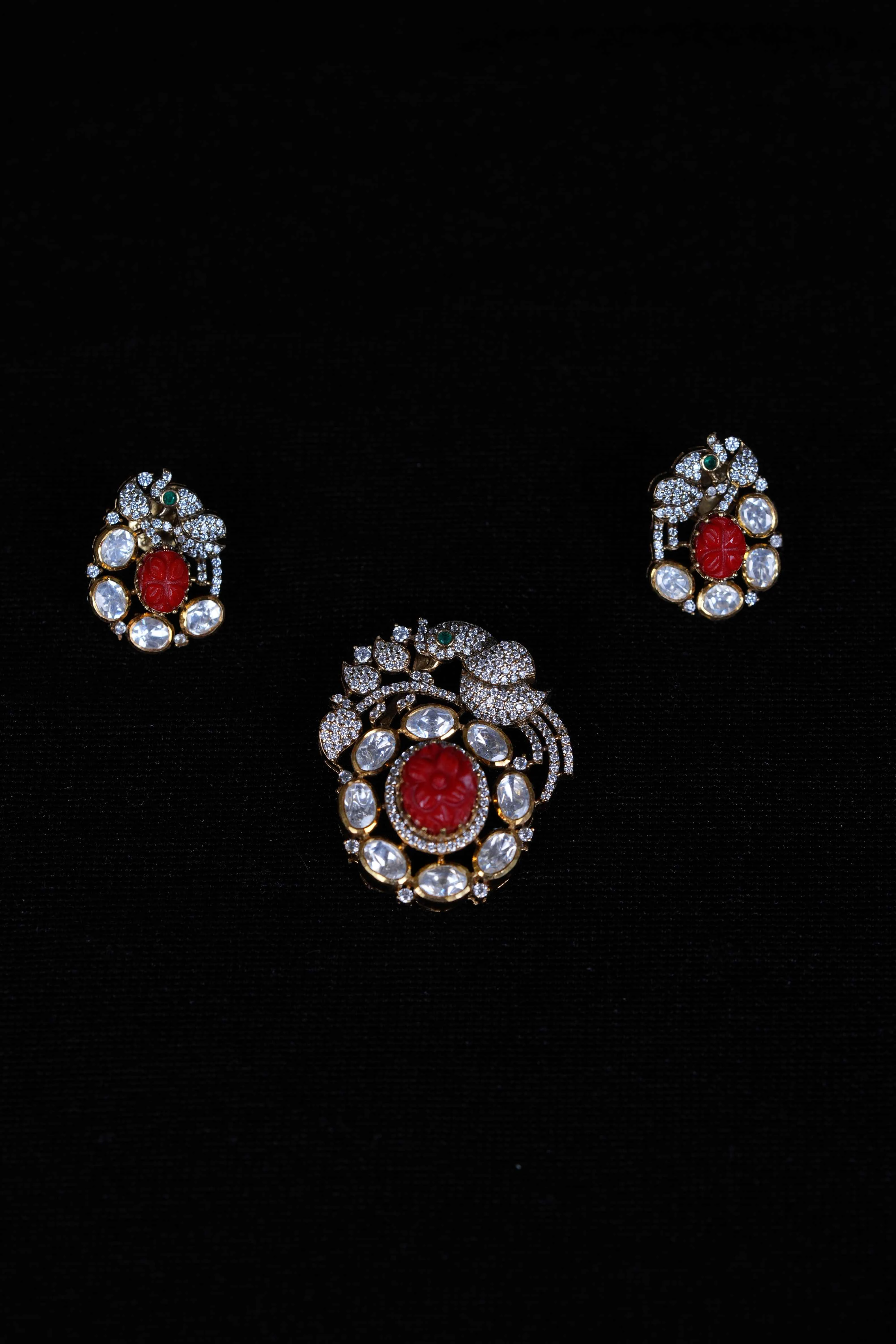 polki choral pendant set