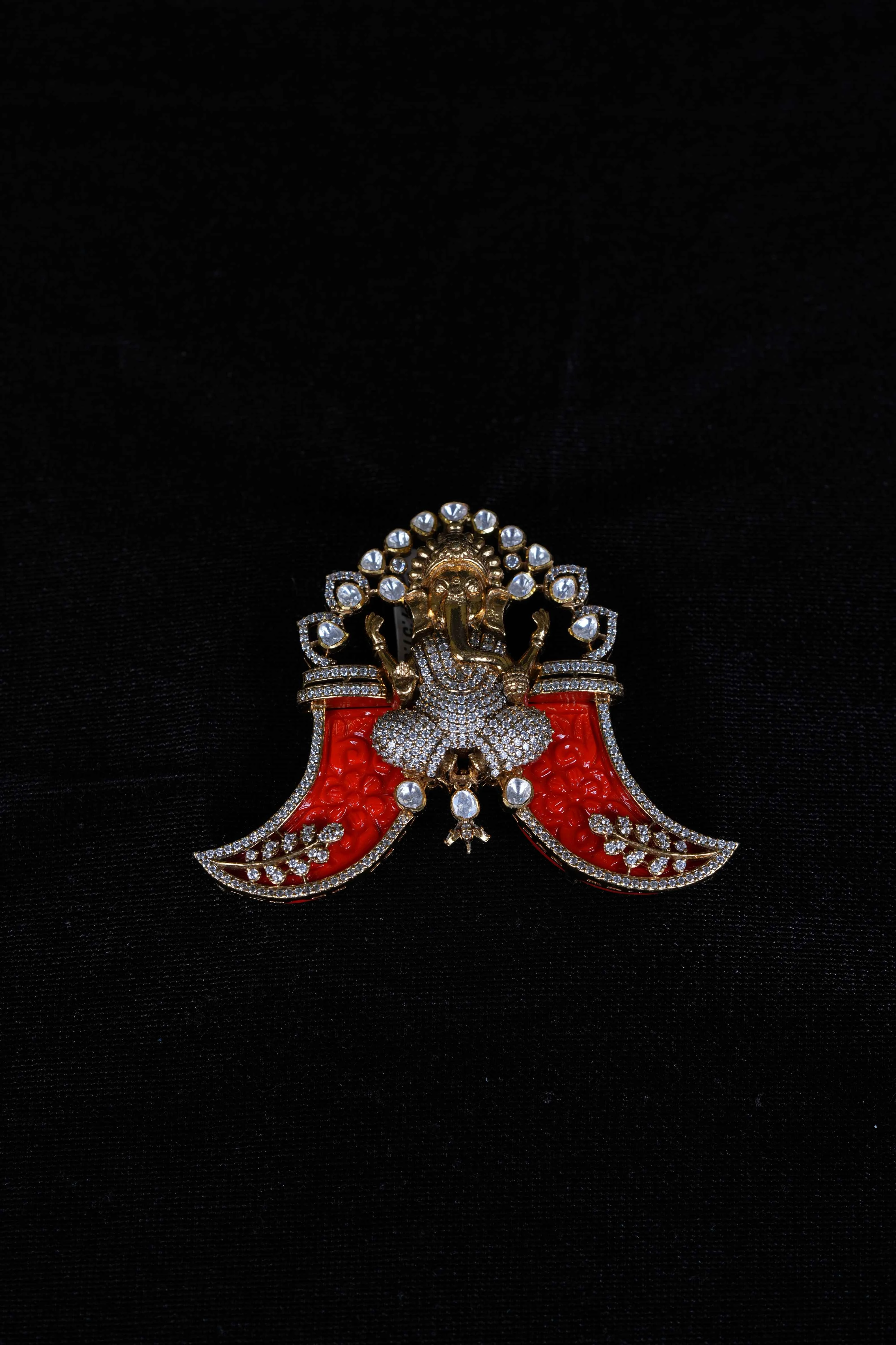 choral Ganesha Tiger Claw (Puligoru) Pendant