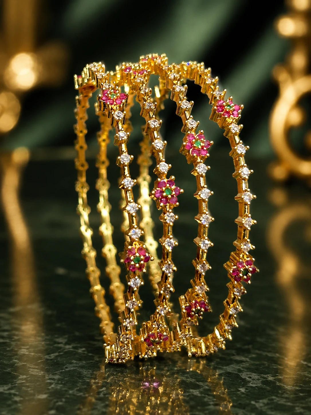 Gold plated stone bangles