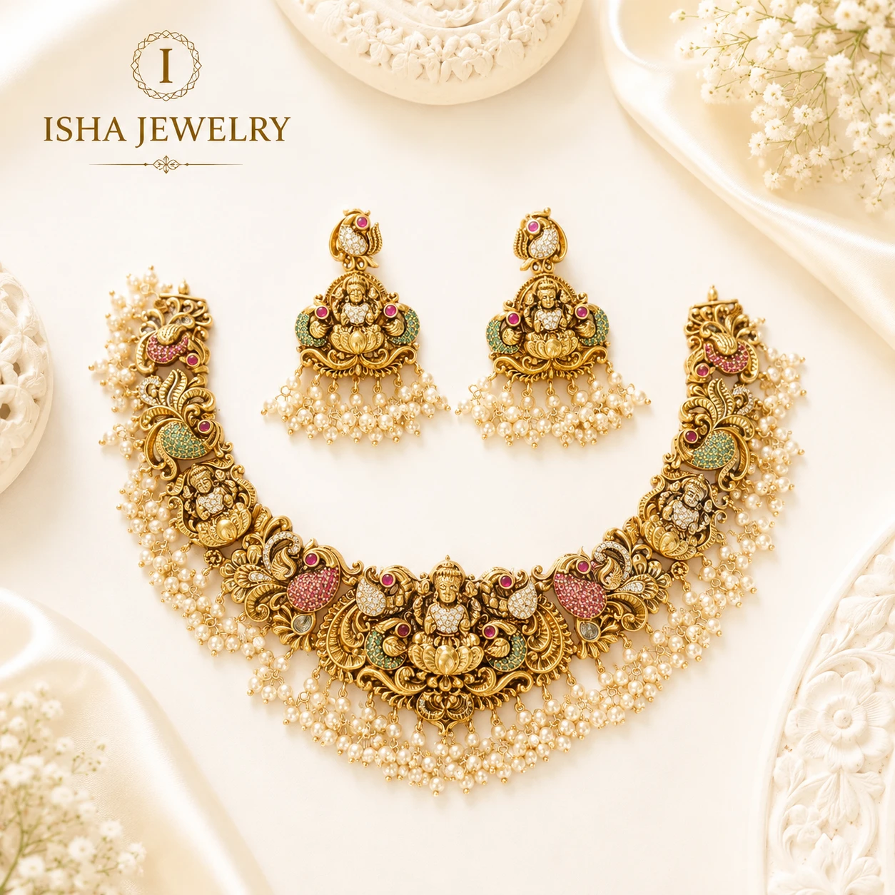 Premium Quality Nakshi Necklace – 22K Gold Plated