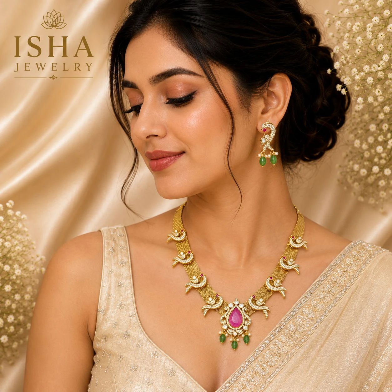 Gold Replica Mesh Chain Victorian Set
