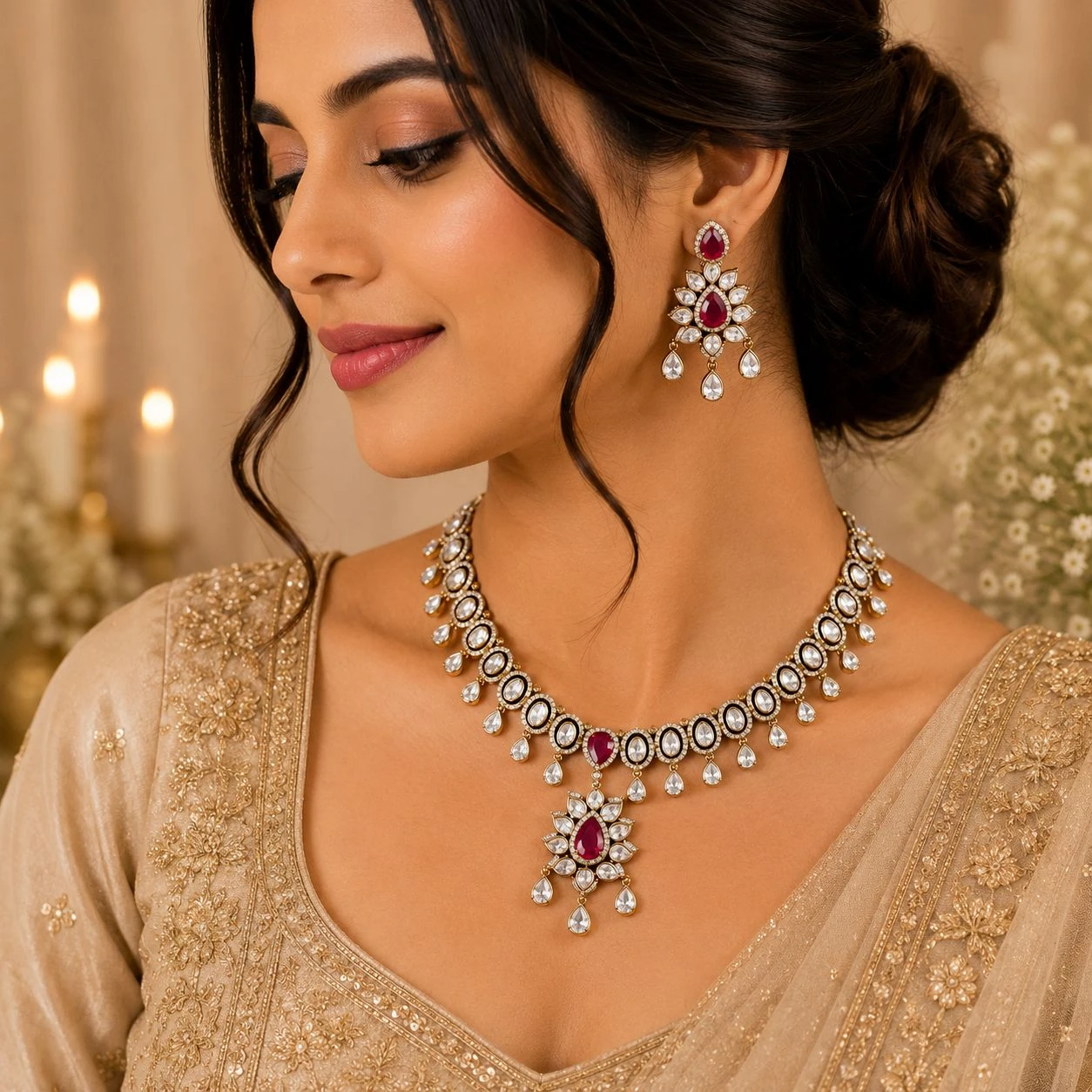 Premium Quality Moissanite Necklace Set