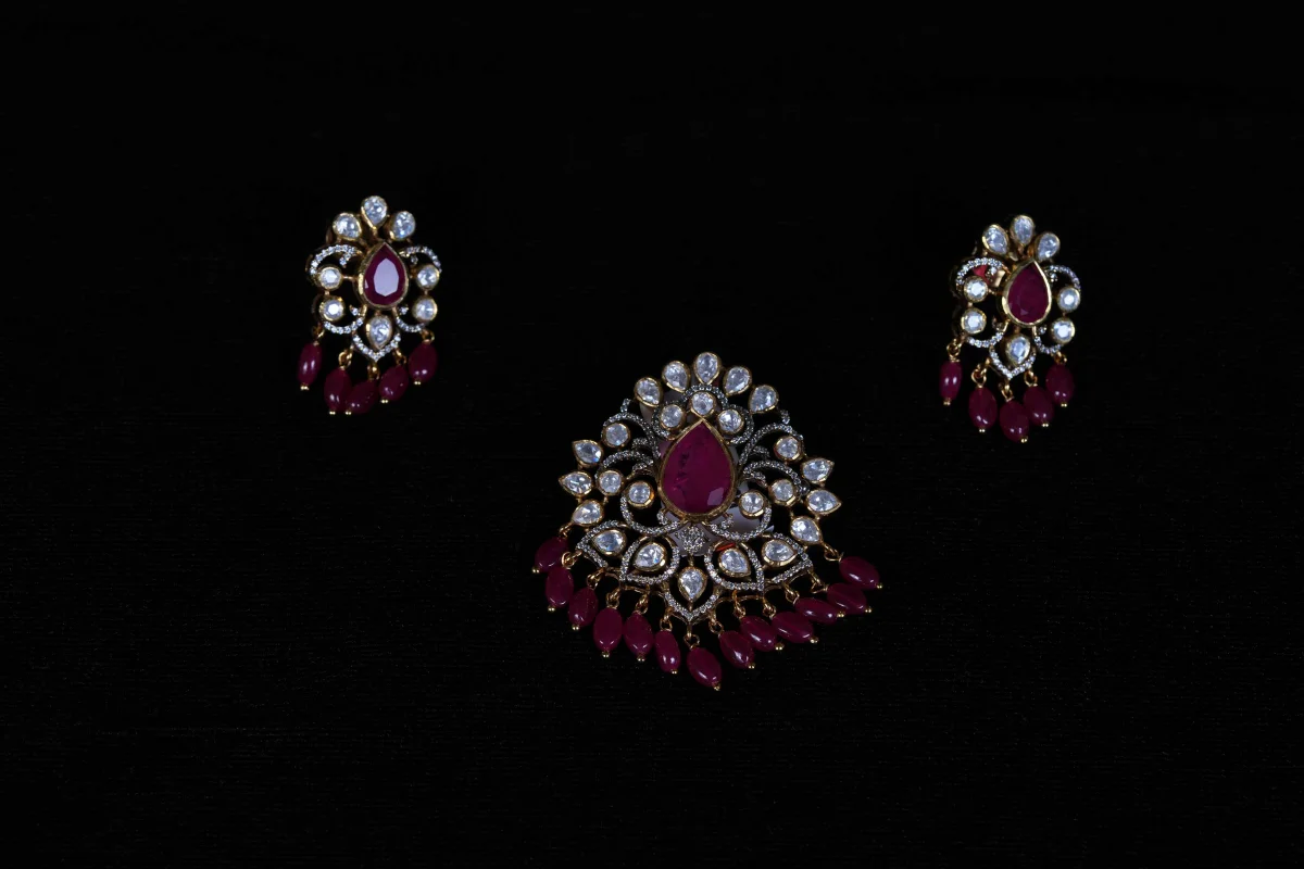 Ruby Polki Pendant Set